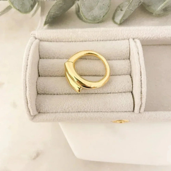 925 Sterling Silver Gold Chunky Bold Ring Statement Ring Large Wrap Ring - Picture 7 of 10